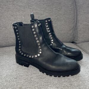 Dolce Vita Sz 8 Black Studded Chelsea Boot Bootie Moto Goth Boho Metal 80s 90s
